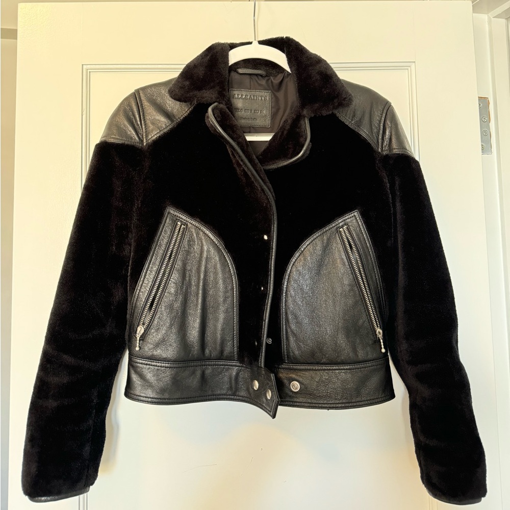 Barely worn Faux Fur and Leather Allsaints Moto Jacket, like new